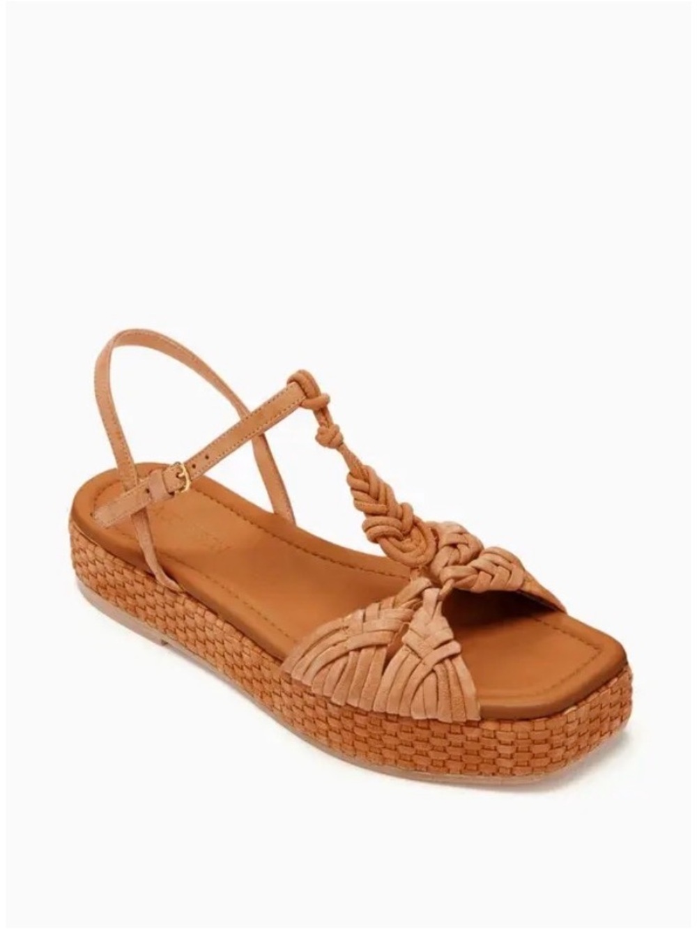 Ulla Johnson Tan Knotted Suede Slingback Sandals